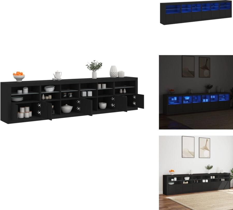 VidaXL Dressoir Dressoirs Opbergkast Buffet Dressoir met LED-verlichting 283x37x67 cm zwart