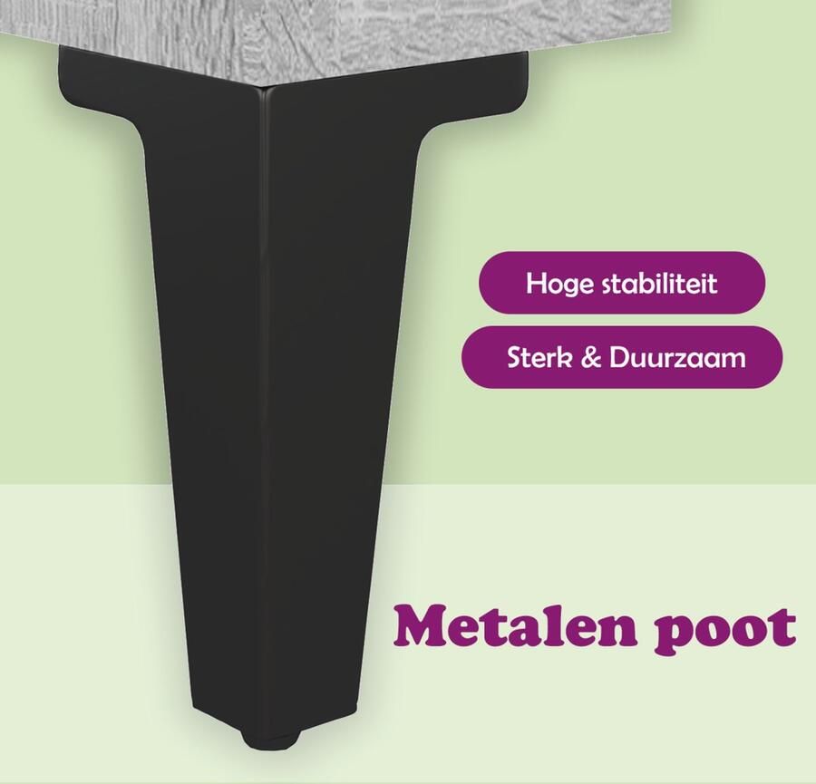 The Living Store Dressoir 100x36x60 cm bewerkt hout grijs sonoma eikenkleurig Dressoir Buffetkast Houten Kast Grijze Kast Salontafel