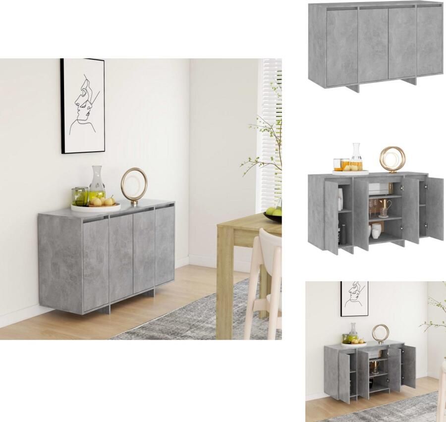 VidaXL Dressoir Dressoirs Opbergkast Buffetkast Dressoir 120x41x75 cm bewerkt hout betongrijs