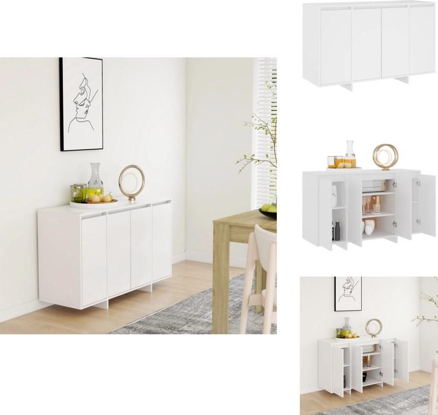 VidaXL Dressoir Dressoirs Opbergkast Buffetkast Dressoir 120x41x75 cm bewerkt hout wit