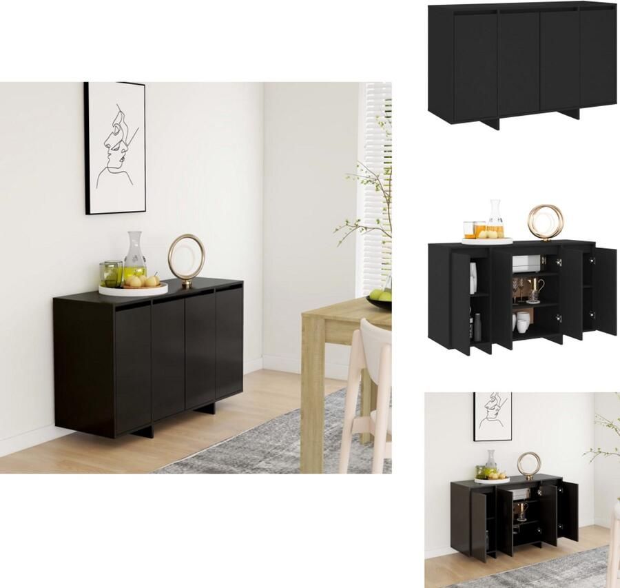 VidaXL Dressoir Dressoirs Opbergkast Buffetkast Dressoir 120x41x75 cm bewerkt hout zwart