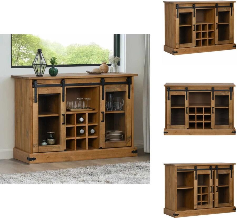 VidaXL Dressoir Dressoirs Opbergkast Buffetkast Dressoir HALDEN 2 schuifdeuren 112x40x80 cm massief hout