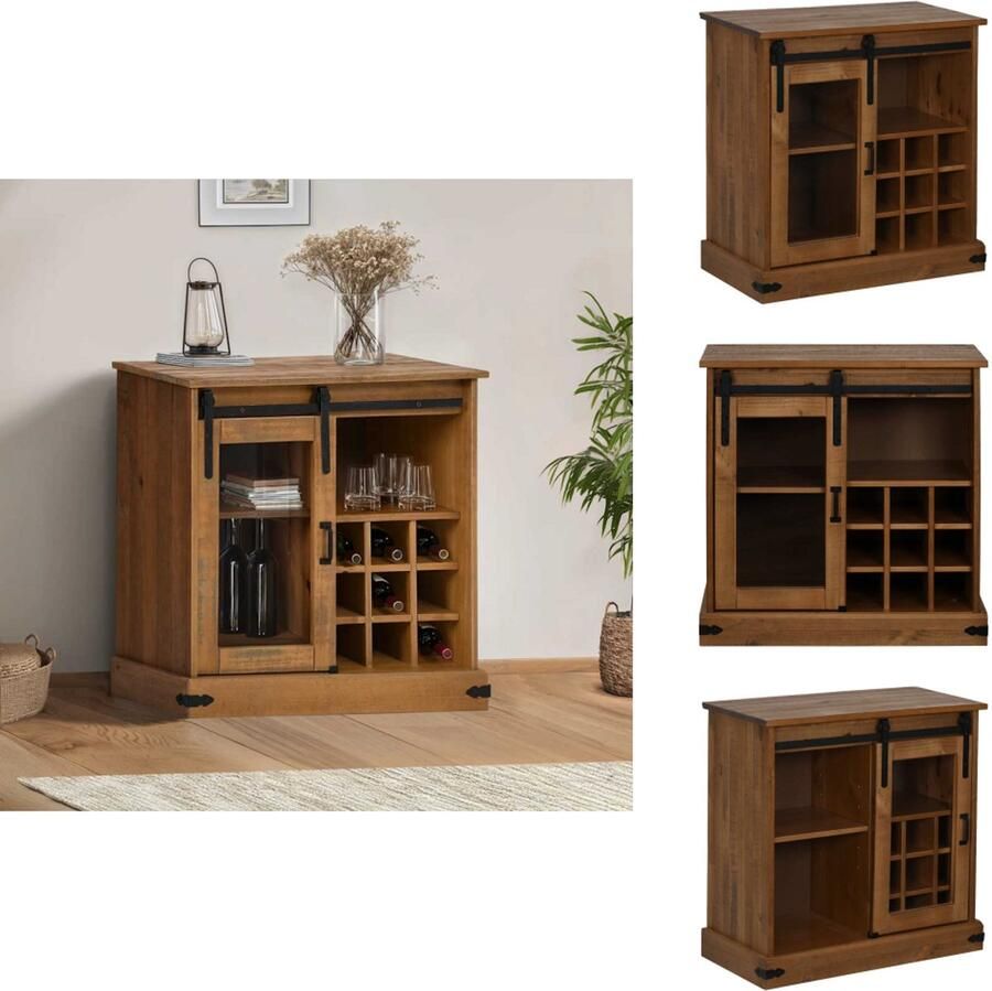 VidaXL Dressoir Dressoirs Opbergkast Buffetkast Dressoir HALDEN met schuifdeur 80x40x80 cm massief hout
