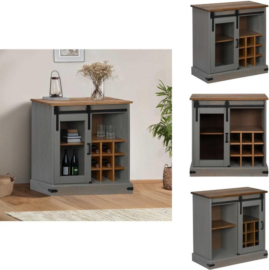 VidaXL Dressoir Dressoirs Opbergkast Buffetkast Dressoir HALDEN met schuifdeur 80x40x80 cm massief hout grijs