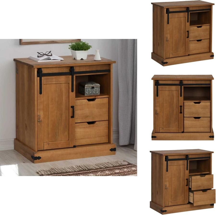 VidaXL Dressoir Dressoirs Opbergkast Buffetkast Dressoir HALDEN met schuifdeur 80x40x80 cm massief hout - Foto 2