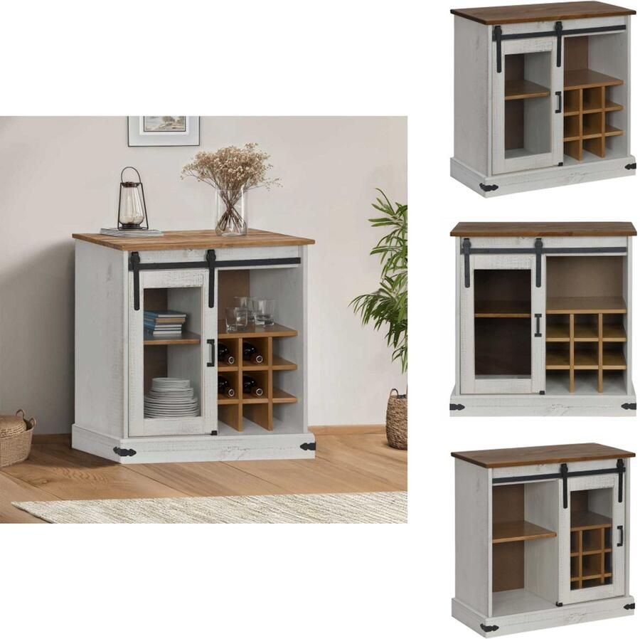 VidaXL Dressoir Dressoirs Opbergkast Buffetkast Dressoir HALDEN met schuifdeur 80x40x80 cm massief hout wit