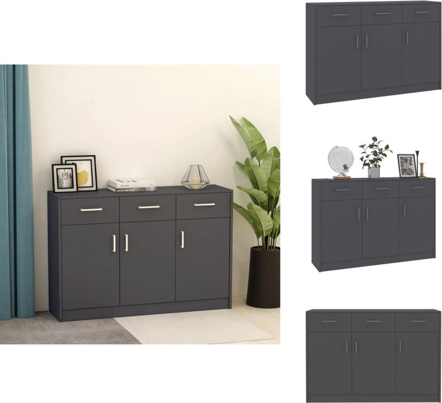 VidaXL Dressoir Dressoirs Opbergkast Opbergkasten Dressoir 110x30x75 cm bewerkt hout grijs