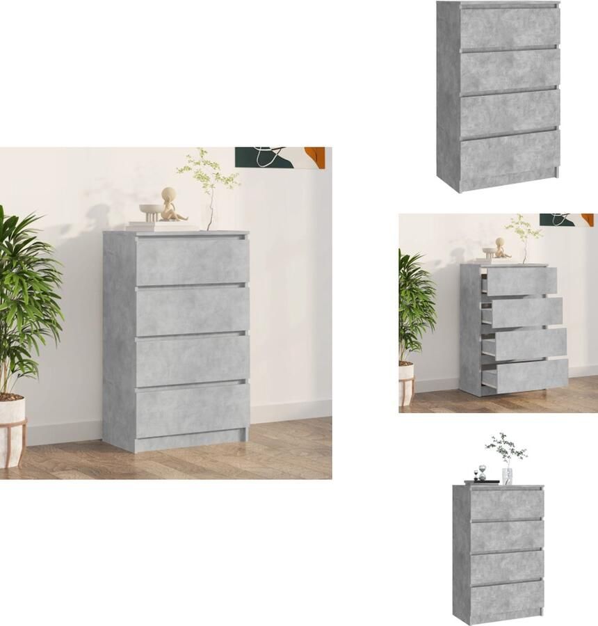The Living Store Dressoir 60x35x98 5 cm bewerkt hout betongrijs Dressoir Kast Opbergkast Meubilair Beton Grijs - Foto 4