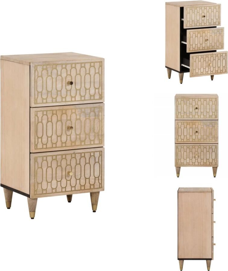 VidaXL Dressoir Dressoirs Opbergkast Wandkast Bijzetkast 40x33x75 cm massief mangohout - Foto 3