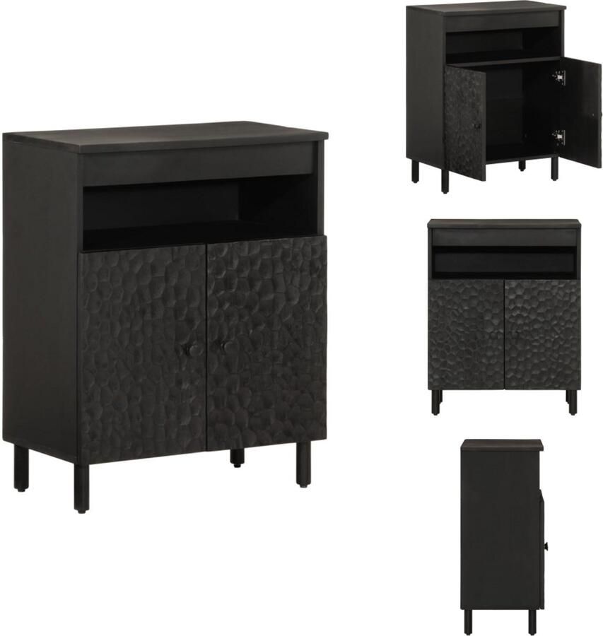 VidaXL Dressoir Dressoirs Opbergkast Wandkast Bijzetkast 60x33x75 cm massief mangohout zwart