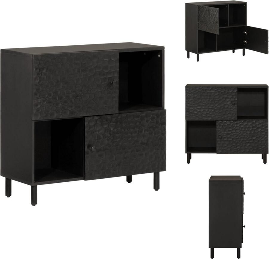 VidaXL Dressoir Dressoirs Opbergkast Wandkast Bijzetkast 80x33x75 cm massief mangohout zwart
