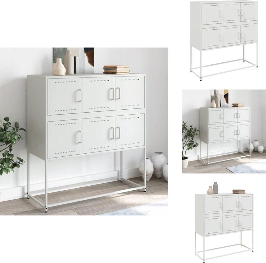 VidaXL Dressoir Dressoirs Opbergkast Wandkast Dressoir 100 5x39x107 cm staal wit
