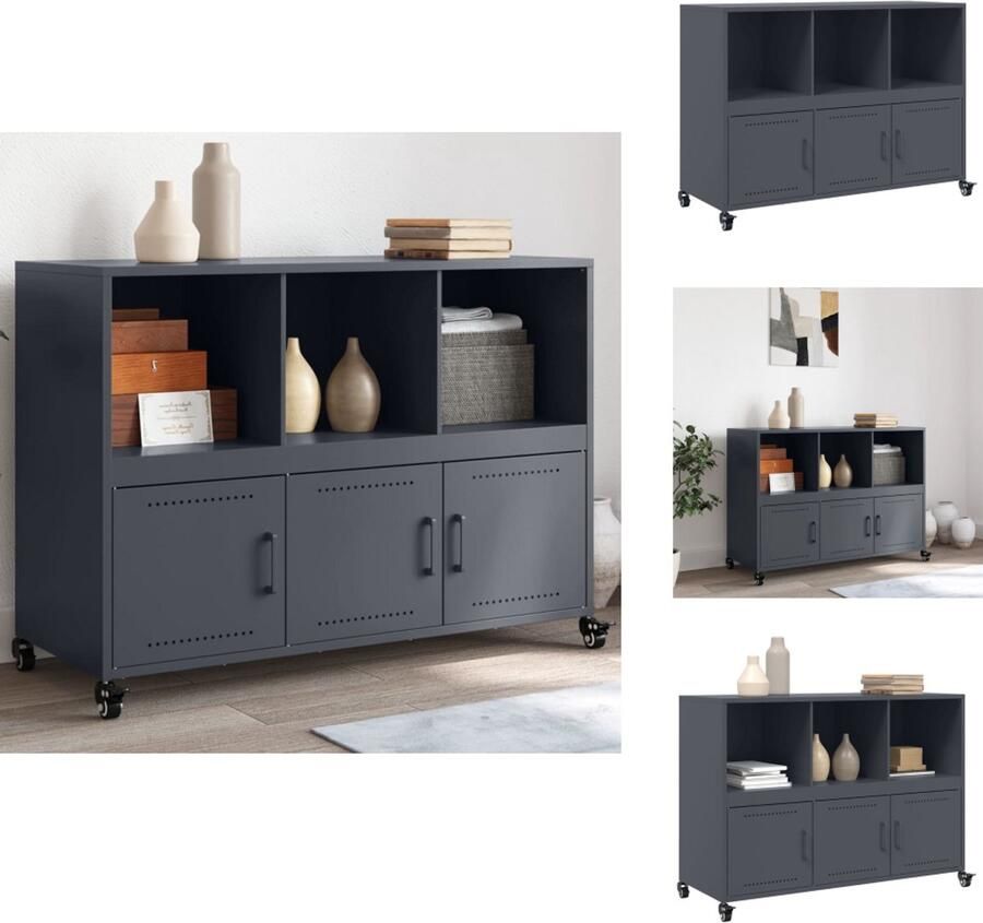 VidaXL Dressoir Dressoirs Opbergkast Wandkast Dressoir 100 5x39x72 cm staal antracietkleurig