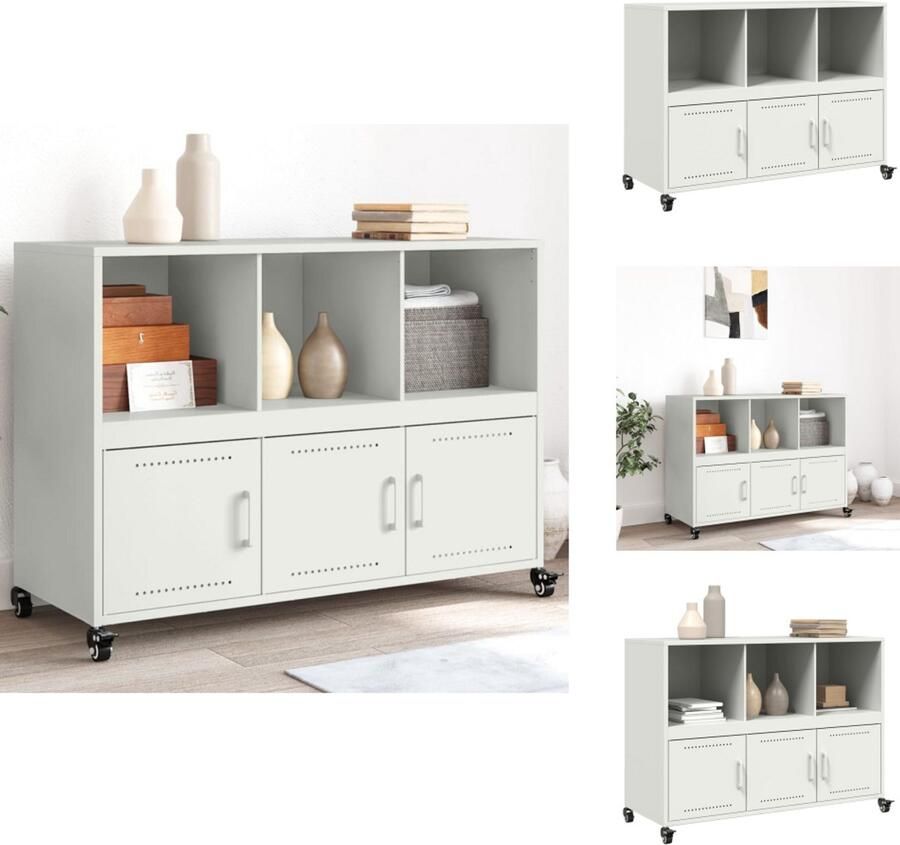 VidaXL Dressoir Dressoirs Opbergkast Wandkast Dressoir 100 5x39x72 cm staal wit