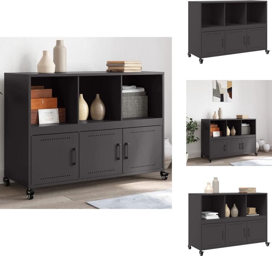 VidaXL Dressoir Dressoirs Opbergkast Wandkast Dressoir 100 5x39x72 cm staal zwart