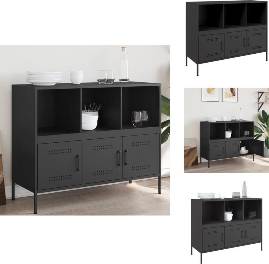 VidaXL Dressoir Dressoirs Opbergkast Wandkast Dressoir 100 5x39x79 cm staal zwart