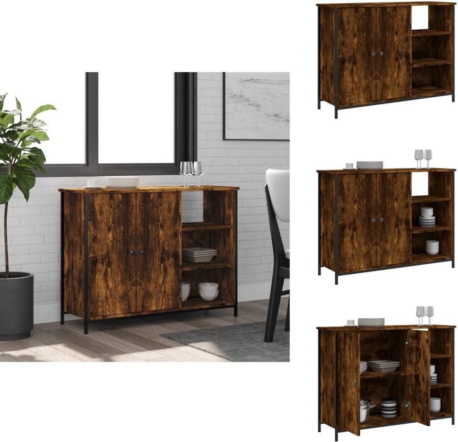 VidaXL Dressoir Dressoirs Opbergkast Wandkast Dressoir 100x33x75 cm bewerkt hout gerookt eikenkleurig