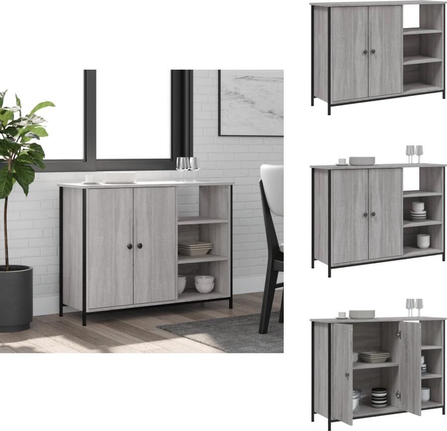 VidaXL Dressoir Dressoirs Opbergkast Wandkast Dressoir 100x33x75 cm bewerkt hout grijs sonoma