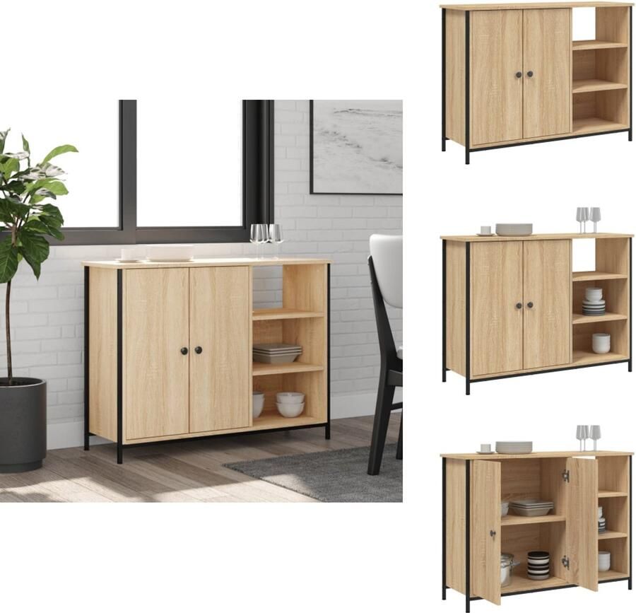 VidaXL Dressoir Dressoirs Opbergkast Wandkast Dressoir 100x33x75 cm bewerkt hout sonoma eikenkleurig