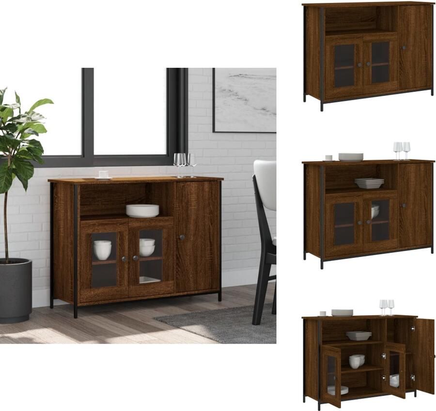 VidaXL Dressoir Dressoirs Opbergkast Wandkast Dressoir 100x35x75 cm bewerkt hout bruin eikenkleur