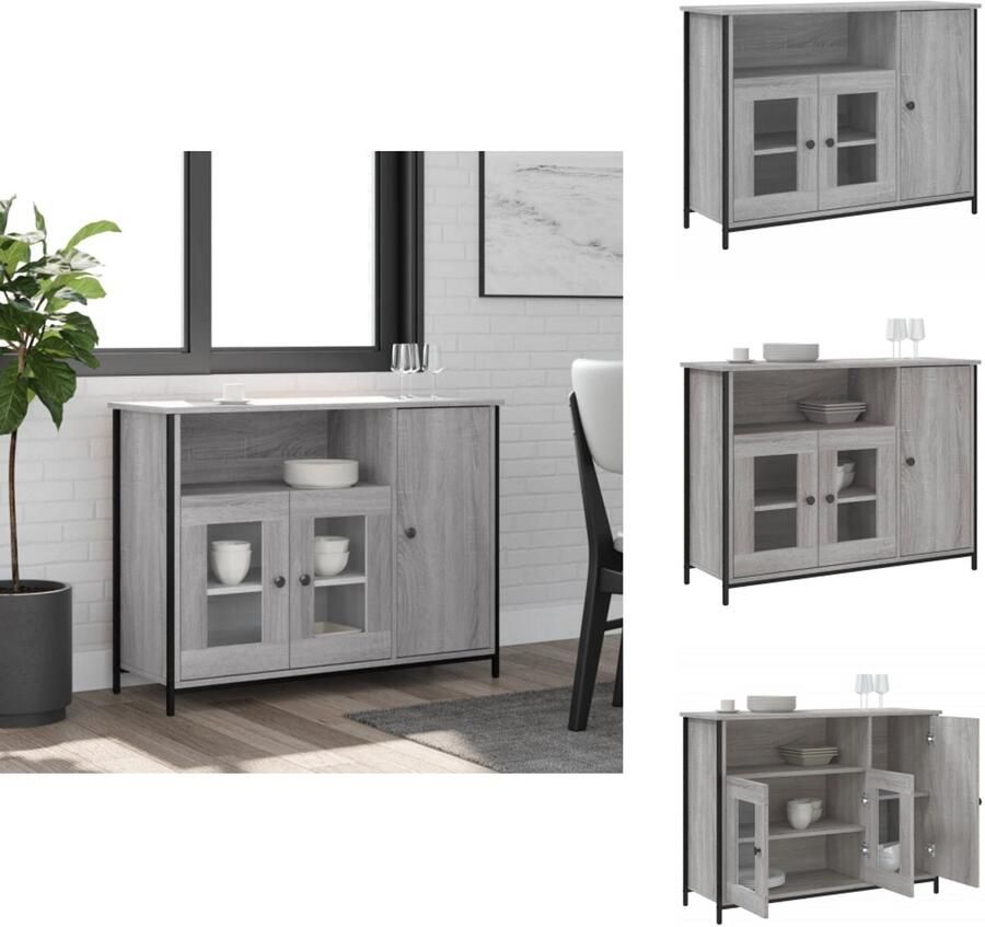 VidaXL Dressoir Dressoirs Opbergkast Wandkast Dressoir 100x35x75 cm bewerkt hout grijs sonoma
