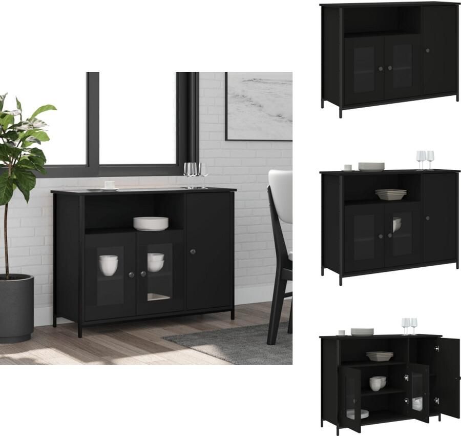 VidaXL Dressoir Dressoirs Opbergkast Wandkast Dressoir 100x35x75 cm bewerkt hout zwart