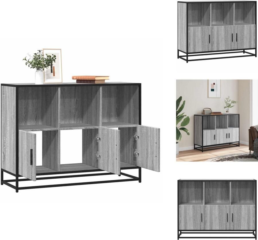 VidaXL Dressoir Dressoirs Opbergkast Wandkast Dressoir 100x35x76 cm bewerkt hout grijs sonoma eikenkleurig