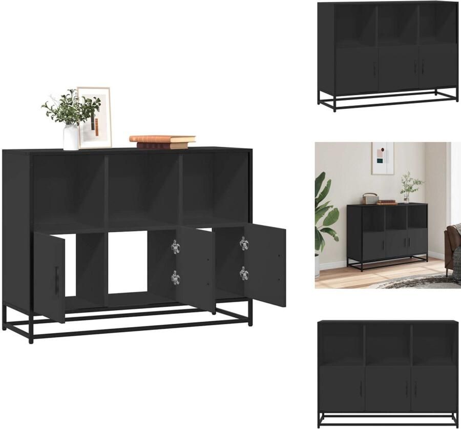 VidaXL Dressoir Dressoirs Opbergkast Wandkast Dressoir 100x35x76 cm bewerkt hout zwart