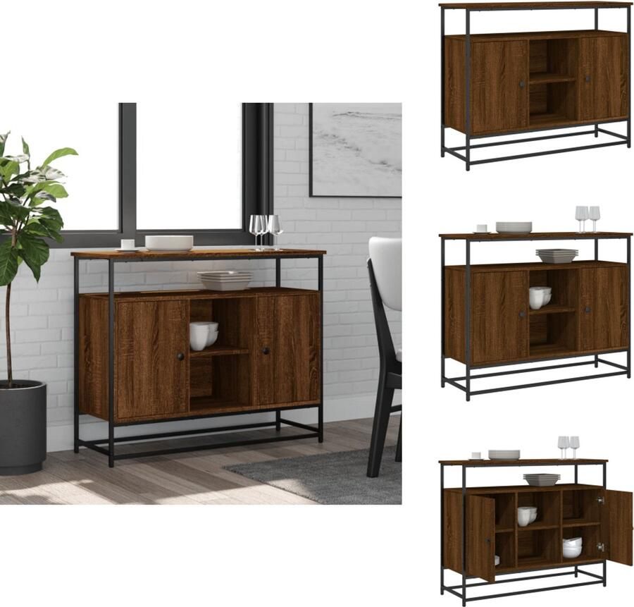 VidaXL Dressoir Dressoirs Opbergkast Wandkast Dressoir 100x35x80 cm bewerkt hout bruin eikenkleur