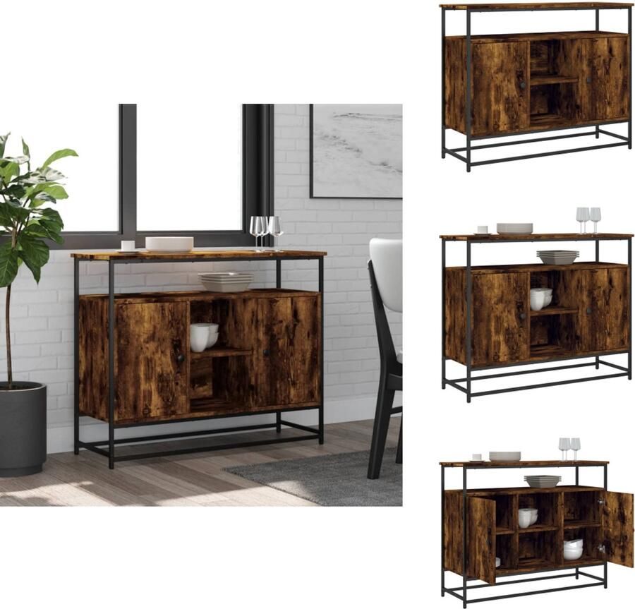 VidaXL Dressoir Dressoirs Opbergkast Wandkast Dressoir 100x35x80 cm bewerkt hout gerookt eikenkleurig