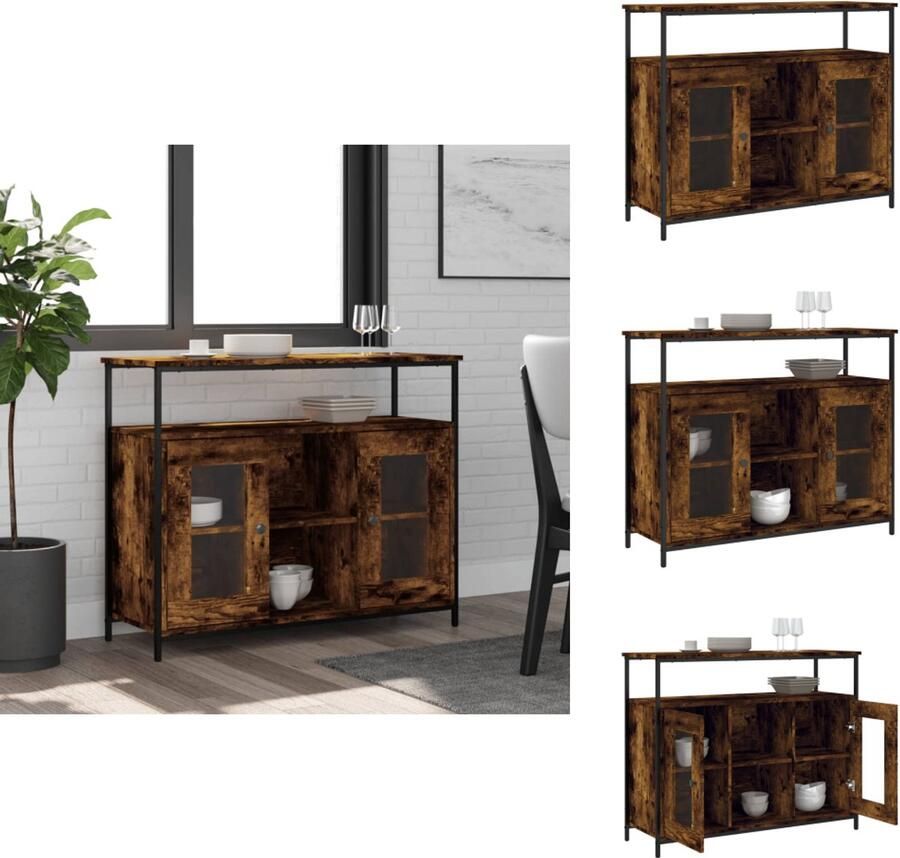 VidaXL Dressoir Dressoirs Opbergkast Wandkast Dressoir 100x35x80 cm bewerkt hout gerookt eikenkleurig