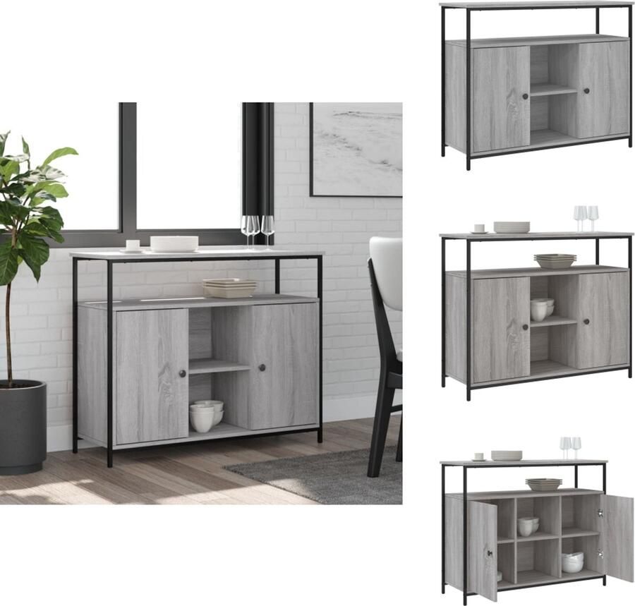 VidaXL Dressoir Dressoirs Opbergkast Wandkast Dressoir 100x35x80 cm bewerkt hout grijs sonoma