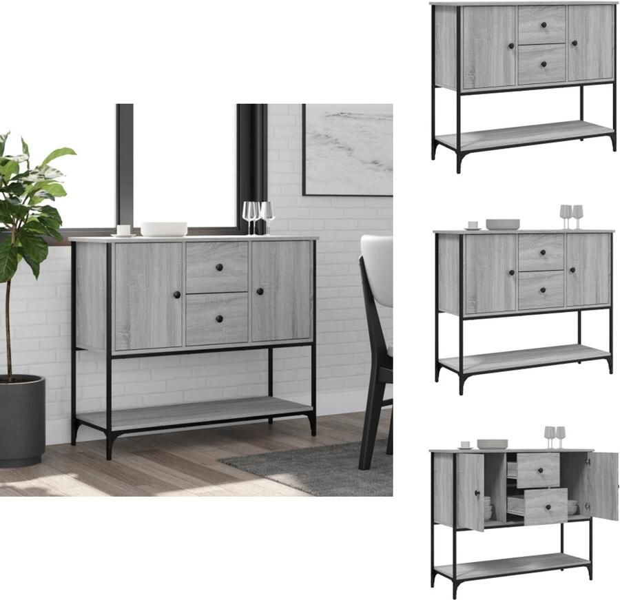 VidaXL Dressoir Dressoirs Opbergkast Wandkast Dressoir 100x36x85 cm bewerkt hout grijs sonoma