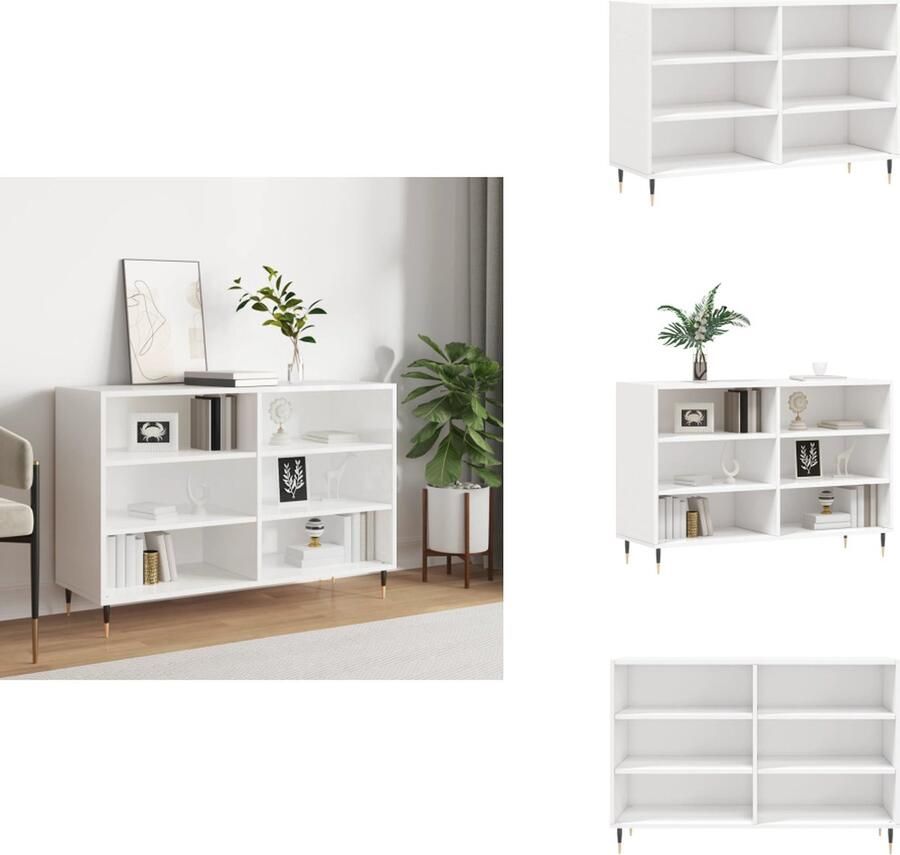 VidaXL Dressoir Dressoirs Opbergkast Wandkast Dressoir 103 5x35x70 cm bewerkt hout hoogglans wit - Foto 2