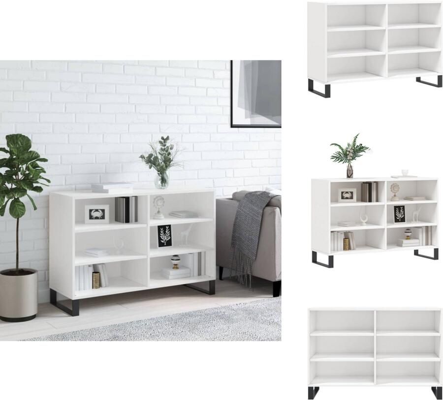 VidaXL Dressoir Dressoirs Opbergkast Wandkast Dressoir 103 5x35x70 cm bewerkt hout hoogglans wit - Foto 3