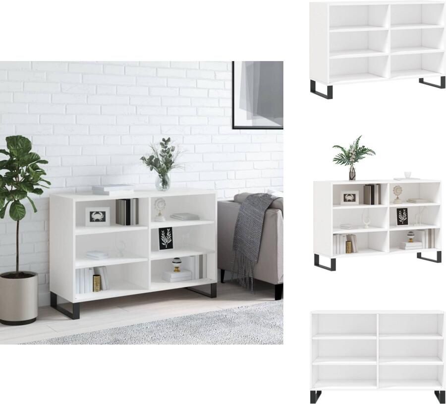 VidaXL Buffetkast Wit 103.5 x 35 x 70 cm Duurzaam bewerkt hout Geordende opbergruimte Decoratief display Stevige ijzeren poten Montage vereist Keukenkast - Foto 2