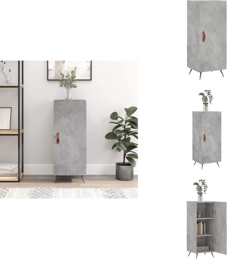 VidaXL Dressoir Betongrijs Bijzetkast (34.5 x 34 x 90 cm) Met 3 lades Stevig blad Metalen poten Keukenkast - Foto 5