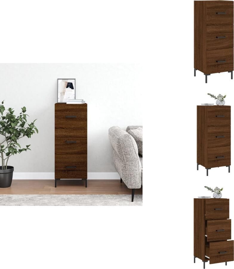VidaXL Dressoir Dressoirs Opbergkast Wandkast Dressoir 34-5x34x90 cm bewerkt hout bruineikenkleurig