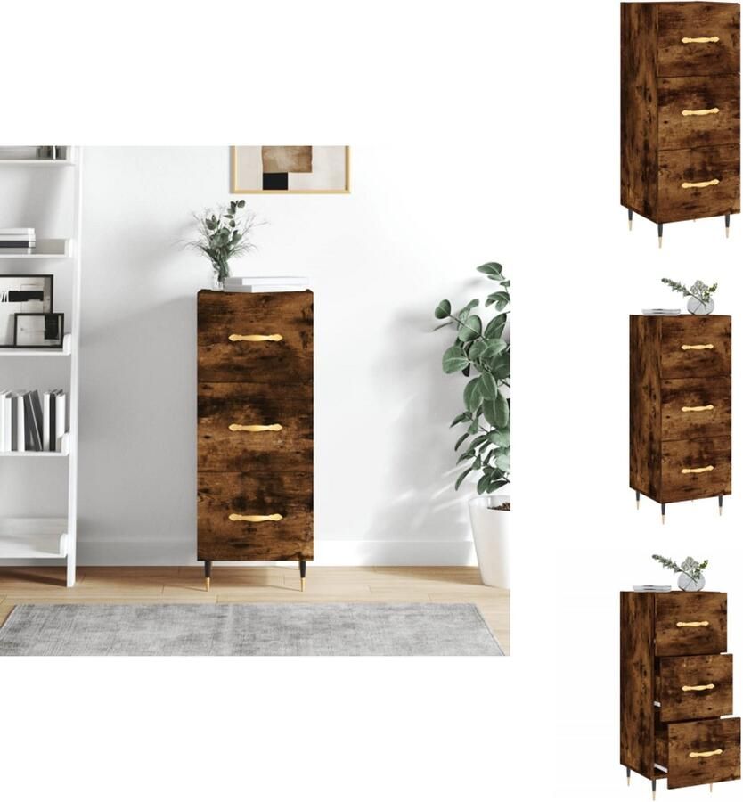 VidaXL Dressoir Dressoirs Opbergkast Wandkast -Dressoir-34-5x34x90-cm-bewerkt-hout-gerookt-eiken - Foto 2