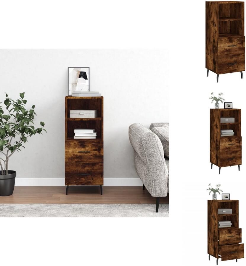 VidaXL Dressoir Dressoirs Opbergkast Wandkast -Dressoir-34-5x34x90-cm-bewerkt-hout-gerookt-eiken