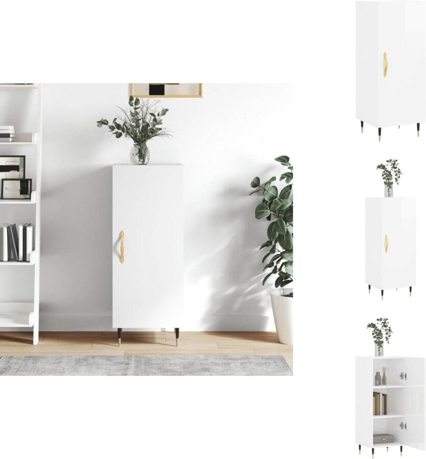VidaXL Dressoir Moderne bijzetkast 34.5 x 34 x 90 cm Hoge kwaliteit en sterk Metalen poten 3 lades Hoogglans wit Keukenkast - Foto 2