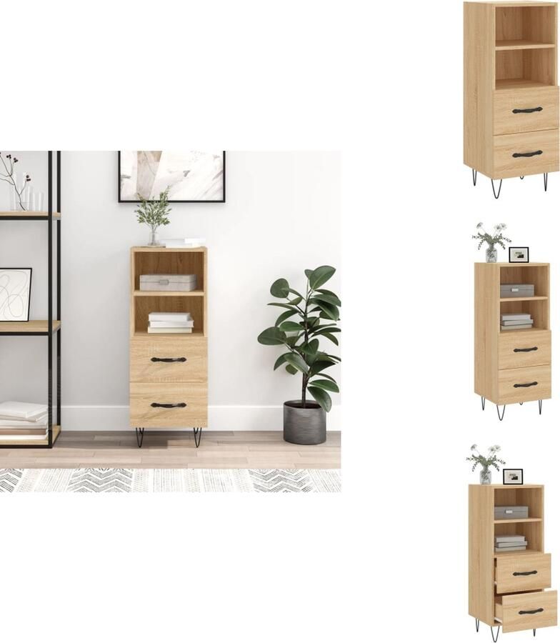 VidaXL Dressoir Dressoirs Opbergkast Wandkast Dressoir 34 5x34x90 cm bewerkt hout sonoma eiken - Foto 3