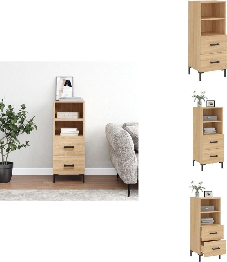 VidaXL Dressoir Dressoirs Opbergkast Wandkast Dressoir 34 5x34x90 cm bewerkt hout sonoma eiken - Foto 4