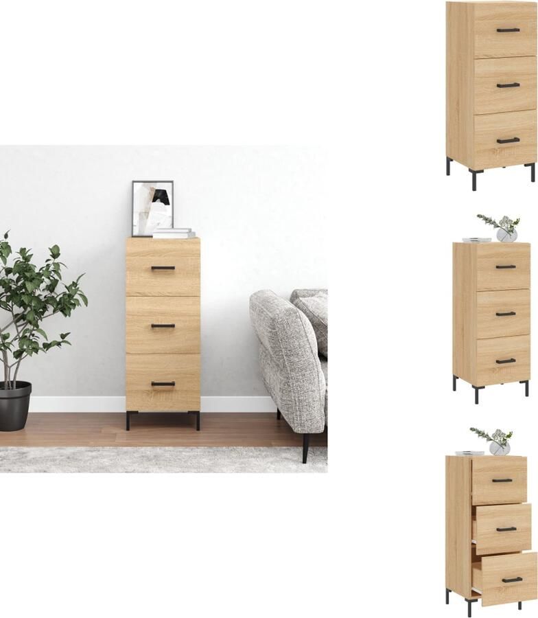 VidaXL Dressoir Dressoirs Opbergkast Wandkast Dressoir 34-5x34x90 cm bewerkt hout sonoma eiken - Foto 2