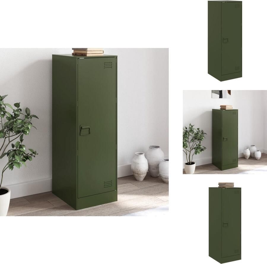 VidaXL Dressoir Dressoirs Opbergkast Wandkast Dressoir 34 5x39x107 cm staal olijfgroen