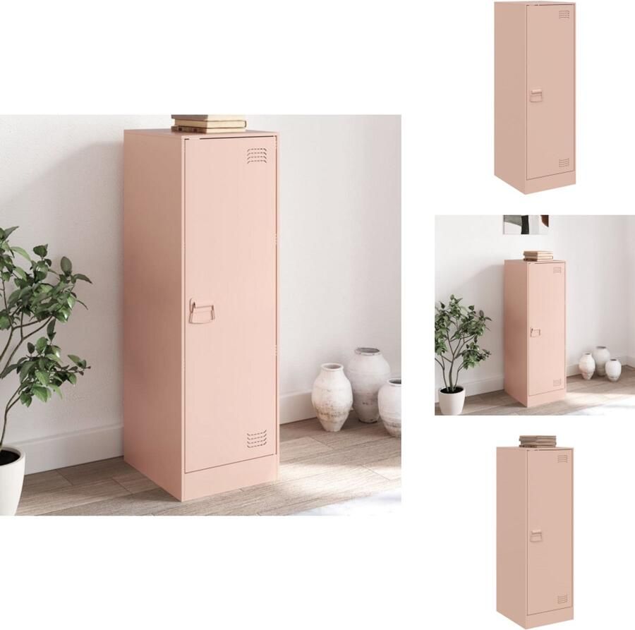 VidaXL Dressoir Dressoirs Opbergkast Wandkast Dressoir 34 5x39x107 cm staal roze