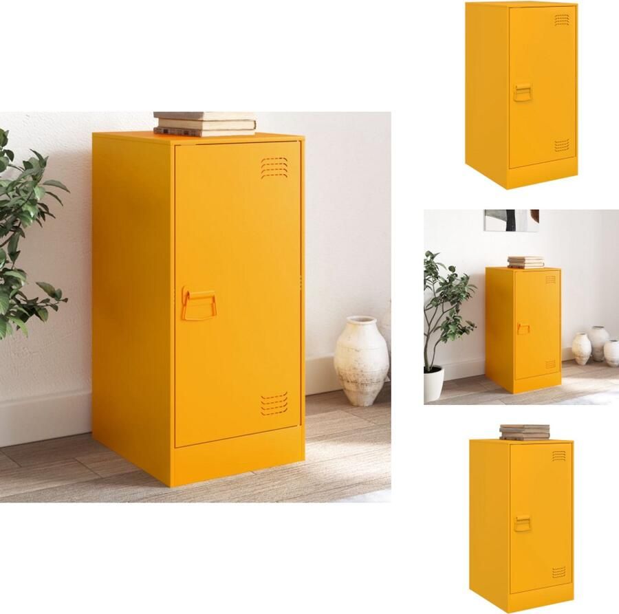 VidaXL Dressoir Dressoirs Opbergkast Wandkast Dressoir 34 5x39x73 cm staal mosterdgeel