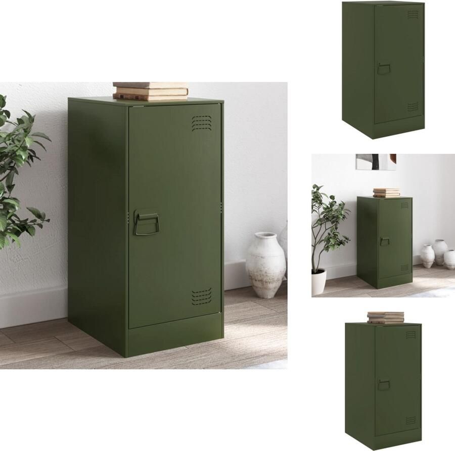 VidaXL Dressoir Dressoirs Opbergkast Wandkast Dressoir 34 5x39x73 cm staal olijfgroen