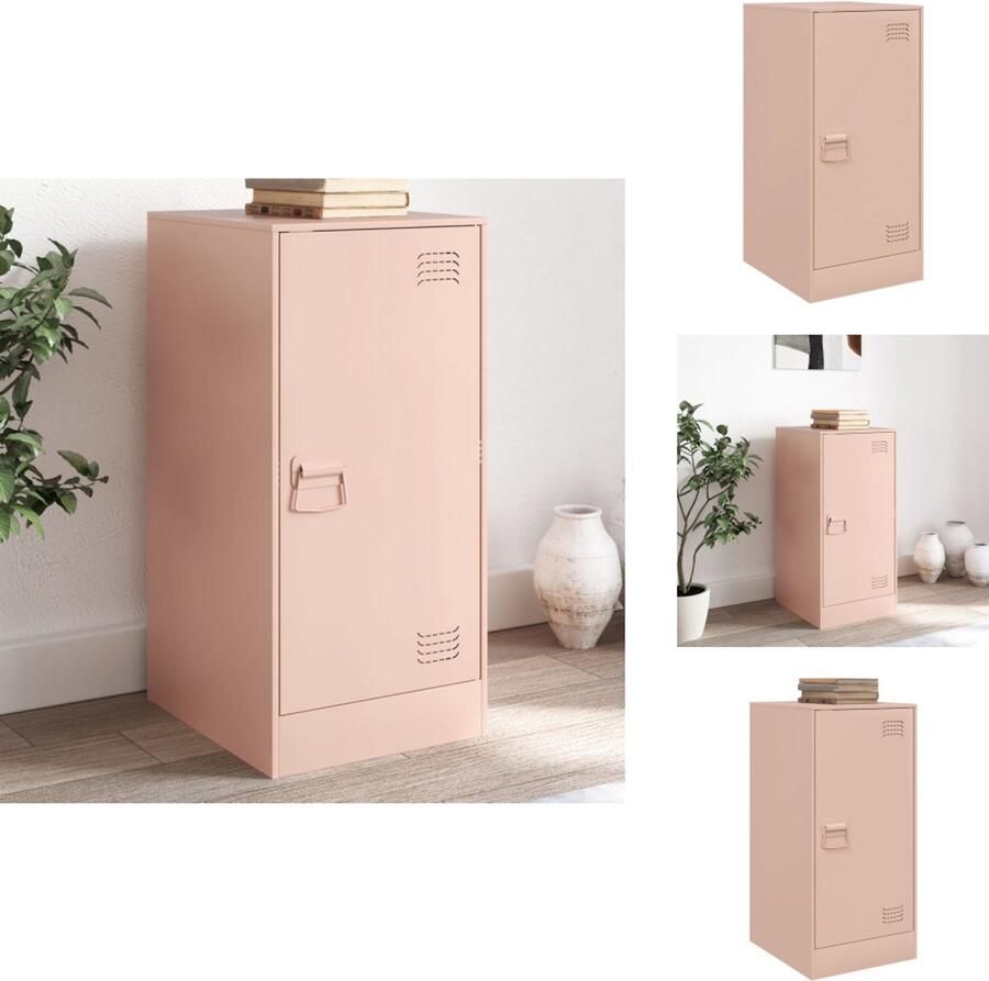 The Living Store Dressoir 34 5x39x73 cm staal roze Dressoir Tv-meubel Rozerood Metalen Dressoir Opbergkast