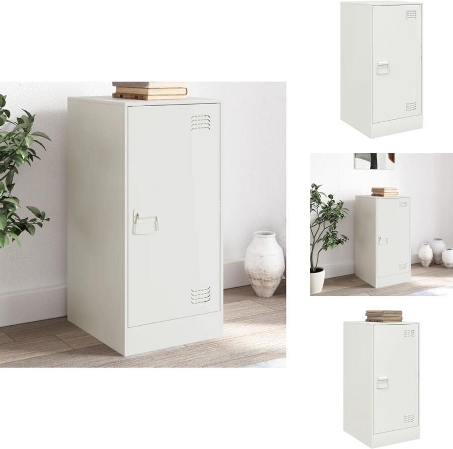 VidaXL Dressoir Dressoirs Opbergkast Wandkast Dressoir 34 5x39x73 cm staal wit